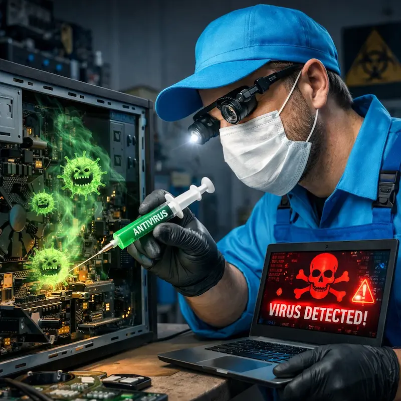 Лечение компьютера от вирусов в Семилуках на дому